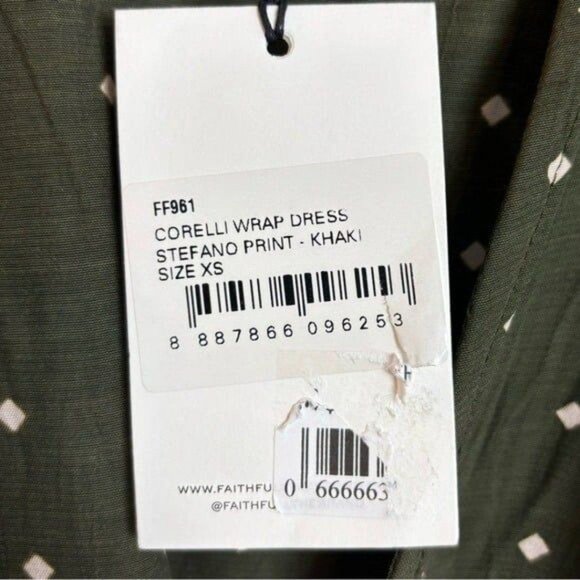 NEW Faithfull The Brand Stefano Corelli Wrap Dress Size 2 (XS) Greenish Brown - Picture 6 of 12